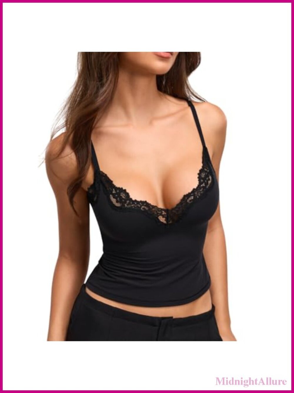 Lace Trim V Neck Cami Sleeveless Tank Top